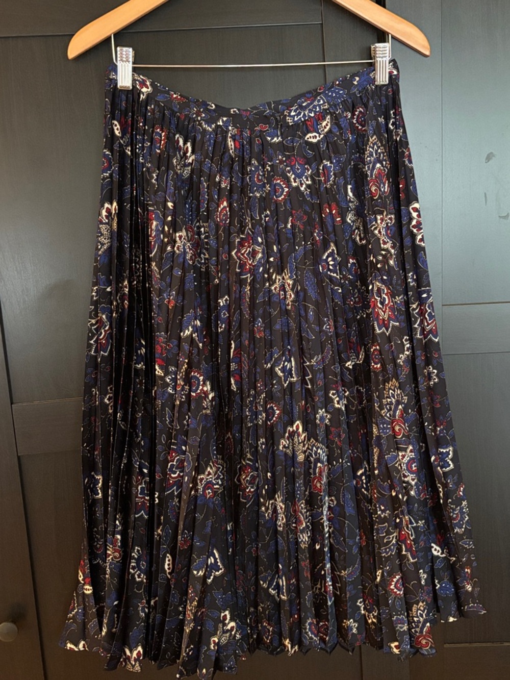 Lauren Ralph Lauren Navy Floral Pleated Midi Skirt